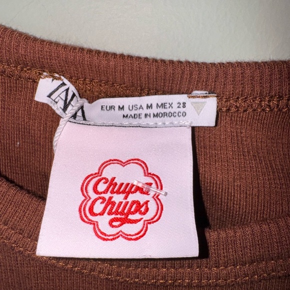 Zara Women’s NWT Chupa Chups Crop‎ Tee Medium Brown - Picture 2 of 5